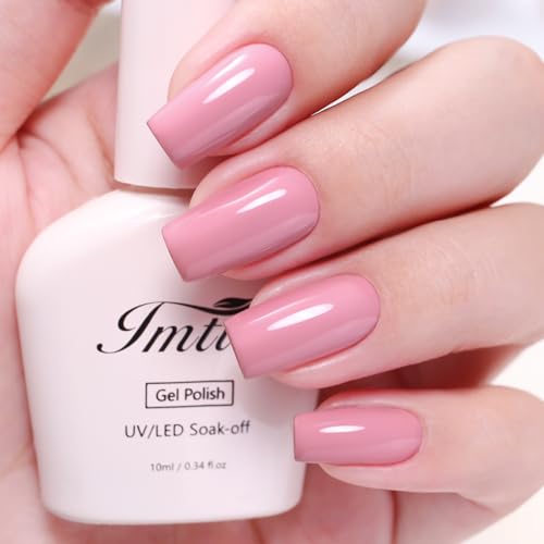 Imtiti Pastel Nude Pink Gel Polish 10ml, Hema Free Soak Off UV LED Gel Nail Polish, Glossy Creamy Blush Nude Nail Gel for DIY Home Manicure & Professional Nail Salon