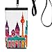 Germany Building Set Architecture Phone Wallet Purse Hanging Mobile Pouch Black Pocket