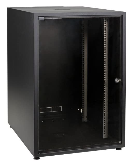 EFB 19Zoll Netzwerkschrank OFFICE SERIE 15HE 600X800 RAL9005 Schwarz IP20 komplett vormontiert und zerlegbar Glasfront 38KG Traglast