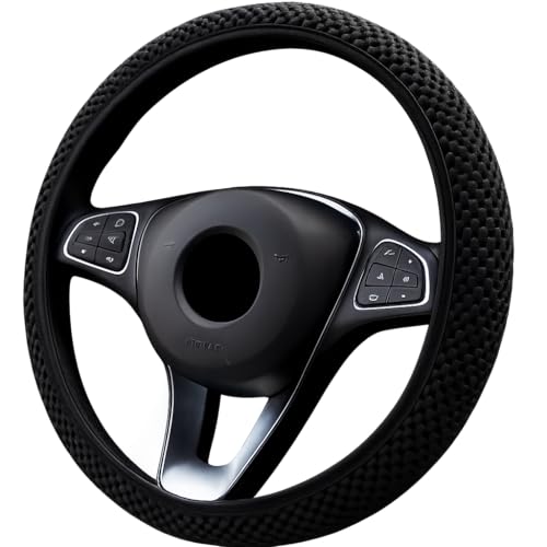 GRIPDRIVE - Coprivolante Auto di Diametro 37-38 cm (M) - Copri Volante Nero Universale in Tessuto - Accessori Auto Interno