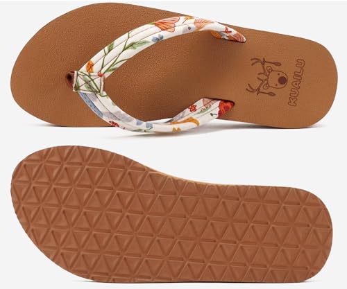 KuaiLu Flip Flops for Women Arch Support Summer Pool Sandals Beige Size 6.5 by KuaiLu - Used condition - Image 7