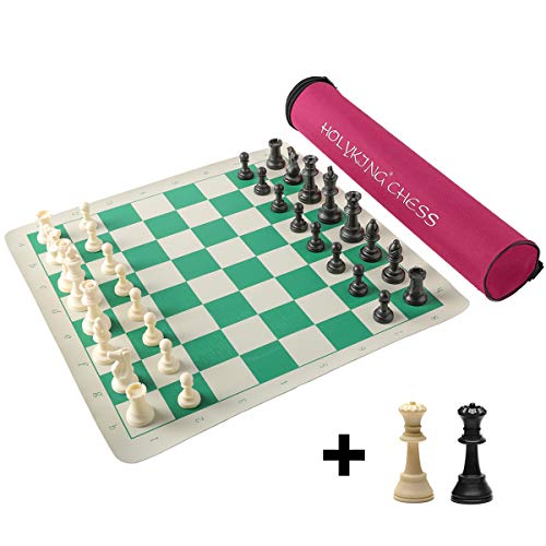 HOLYKING Tournament Travel Chess Set Roll Up, Weighted Vinyl Chess Board Game Set