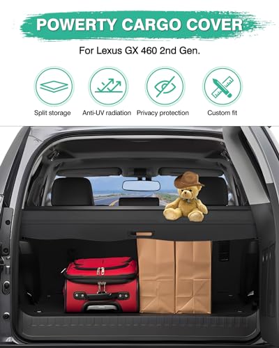 Image of Powerty Cargo Cover for 2010-2023 Lexus GX460 GX 460 Accessories, Canvas