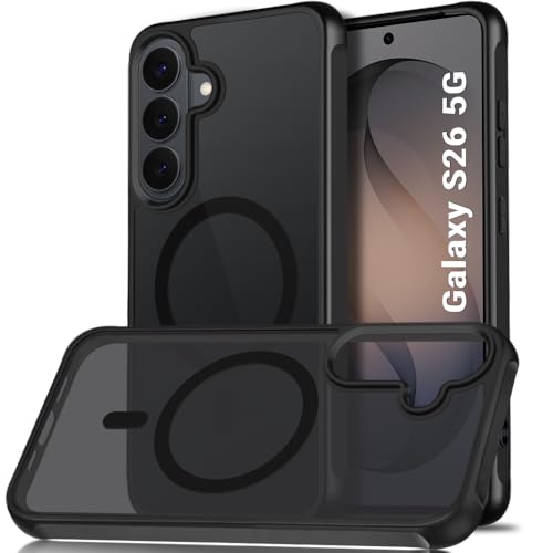 Image of TheGiftKart for Samsung S26 Case, Matte Frosted Hard Back Cover Compatible with MagSafe, Hybrid Shockproof Galaxy S26 Back Cover (PC & TPU, Translucent Black)