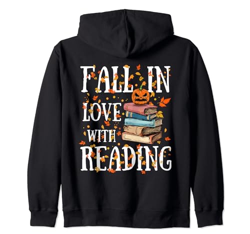 Fall In Love With Reading Book Autumn Pumpkins Halloween Zip Hoodie