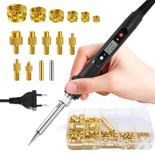 Kit de fer à souder, pointes à souder, jeu d'inserts filetés, affichage LED, température réglable, pointes de fer à souder universelles 936 pour inserts filetés, écrous de fusion M2 M3 M4 M5 M6 M8, ac