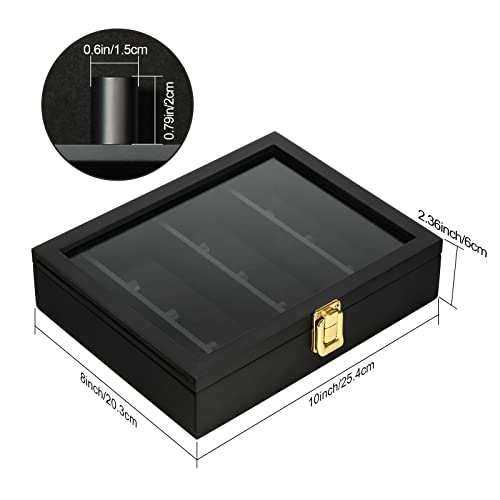 Image of TJ.MOREE Championship Ring Display Case, 9 Posts Baseball & MoreDisplay Case, 8x10 Wall Mount Wooden Glass Shadow Box with Locks - Black