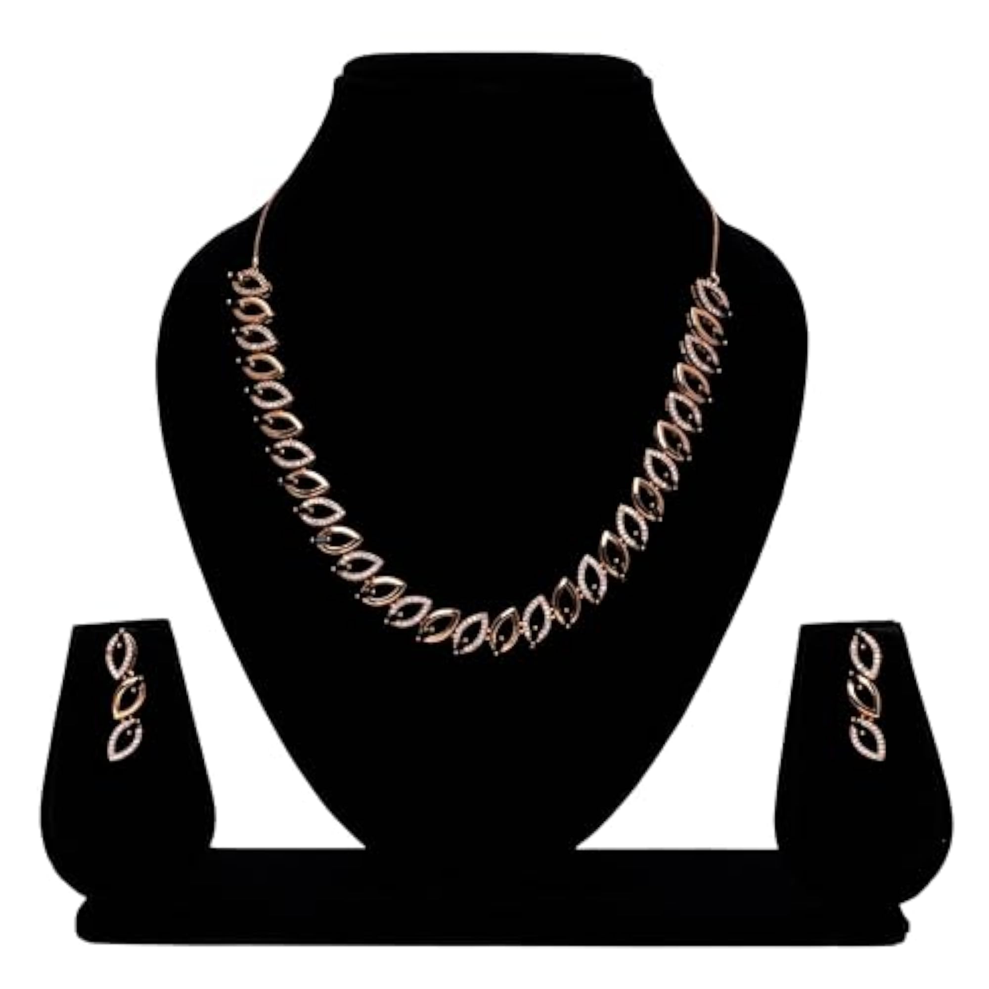 Gold Plated Necklace & Earrings Set, Traditional Design