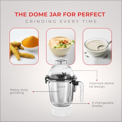 Sujata Store Sujata Dynamix 900W Mixer Grinder, 1.5L, White - Image 5