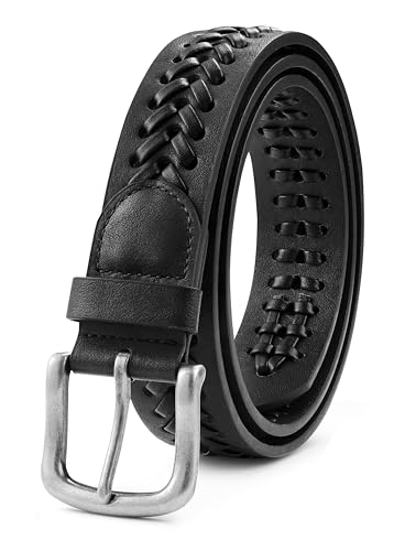 MILORDE Leather Braided Belts for Men, Handmade, Causal Woven Leather Jeans daily wear