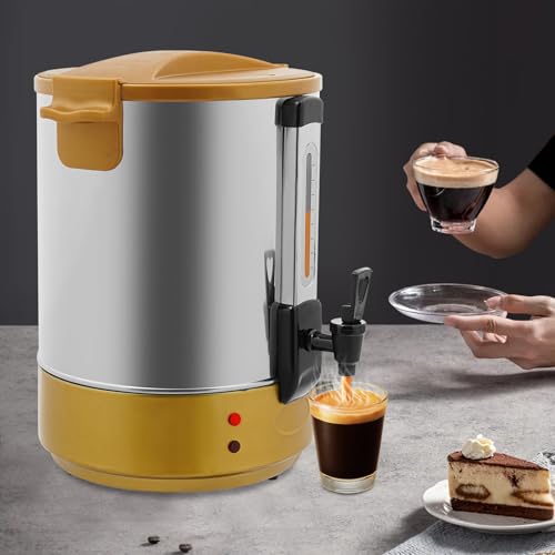 Image of 10 Gallon Electric Hot Water Dispenser, 2800W Stainless Steel Commercial Water Boiler and Warmer, 110V Temp Adjustable Tabletop Tea Coffee Urn for Parties (10Gal Gold)