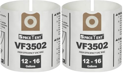 10 Pack VF3502 Replacement for Rigid Shop Vac Bags Size A, compatible with RIDGID 12-16 Gallon Wet/Dry Vacuums, High Efficiency Heavy Duty Dust Filter Bags, Part# 23743