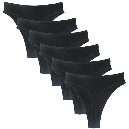 Yuamose High Waist Postpartum Underwear & C-Section Recovery Maternity Panties Black Cotton Thongs For Women 6 Pack Size L Large