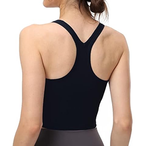 Meslong Women's Racerback Sports Bra Wirefree Padded Gym Running Workout Yoga Bras(Black,6) Cover