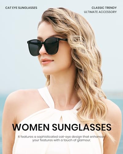 Cyxus Oversized Cat Eye Sunglasses for Women Polarized Lens UV Protection for Beach Music Festivals Shopping 19023