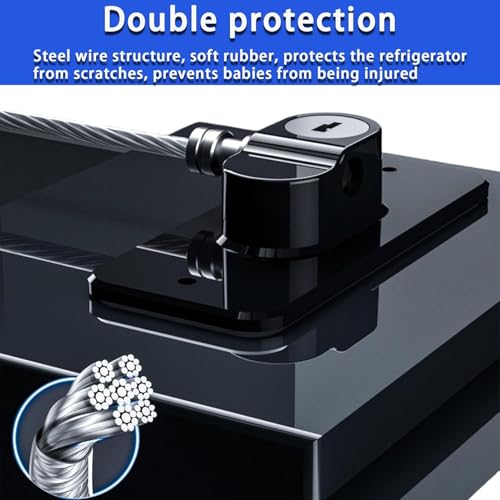 Image of Refrigerator Fridge Freezer Door Lock with Password, Child Proof Door Lock for Kitchen Refrigerator, Cabinets and Drawers, Closets, Windows (Pack of 2 Key Lock)