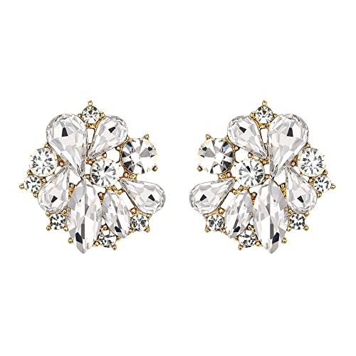 Aretes Florales Clip-on con Cristales para Mujer miniatura 6