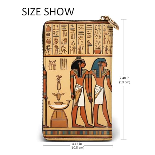 Ancient Egyptian Hieroglyph Picture Leather Long Clutch Wallet for Fashionable Girls and Women - Durable, Stylish, and Functional, Black, One Size 5