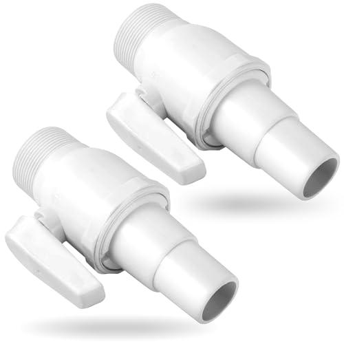SUNXIZ 2 Pack SP0729 2 Way Econoline Ball Valve Replacement Compatible with Hayward Pool Filter 1.5 MIP x 1.5 - 1.25 ABS Plastic Non-Corrosive Maximum 50 Psi Pressure Rating White