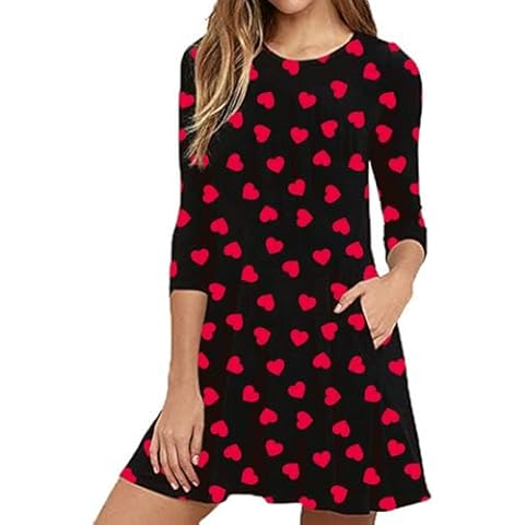 Decogiver Womens Long Sleeve Casual Themed Vacation Holiday Dresses RHB XL Cover