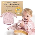 BIBaDO - Long Sleeve Baby Bibs - Babies & Toddlers 6-36 Months - Coverall Baby Weaning Bib - Easy Wipe Clean & Soft Fabric - Attach to Highchair & Tables - Waterproof - Machine Washable - Gifts