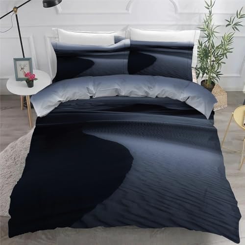 Parure de lit desert 200x200 microfibre douce avec fermeture eclair grise