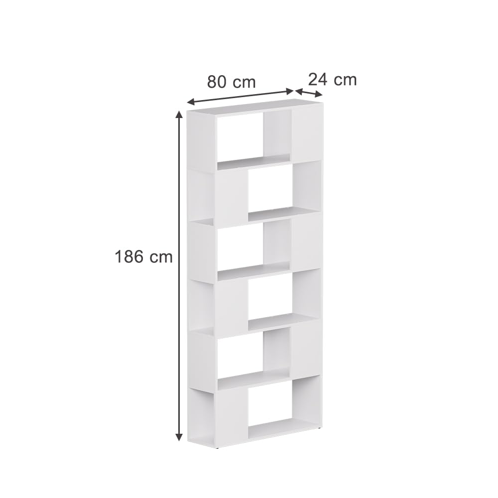 Vicco Divisorio per ambienti Eneos, Bianco, 80 x 186 cm, utilizzabile come scaffale autoportante per una suddivisione flessibile degli spazi