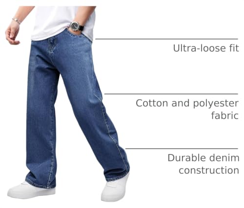 Image of GINGTTO Men's Baggy Barrel Jeans Wide Leg Y2K Denim Pants | Loose Fit Streetwear Casual Hip Hop Skater Vintage Style