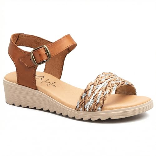NOESLOMISMO BY DILEMA Sandalias Cuña Mujer Hechas en España | Pala Trenzada con Detalles Plateados y Cierre de Hebilla | Suela Antideslizante para Caminar en Verano NOESLOMISMO BY DILEMA Sandalias Cuña Mujer Hechas en España | Pala Trenzada con Detalles Plateados y Cierre de Hebilla | Suela Antideslizante para Caminar en Verano