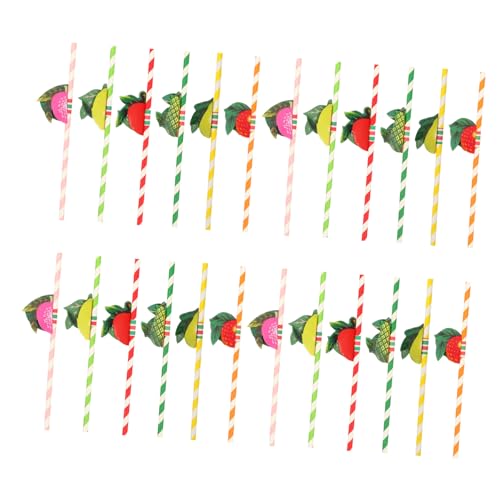 PENIKOKO 50個 夏威夷果実形状紙ストロー パーティー用品 環境配慮型解可能 紙製フェスティバルストロー 飲み物を華やかに演出