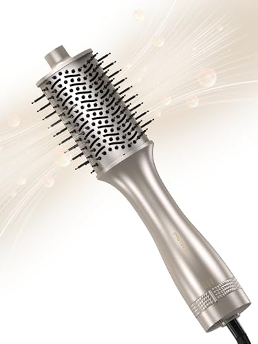 Image of PRITECH One-Step Volumizer Blow Out Brush Dryer,1200W Ionic Daily Styling | 4-in-1 Ionic Hot Air Styler,Fast Drying,Ceramic Anti-Frizz Professional Blowout Brush for Women,All Hair Type,Champagne Gold
