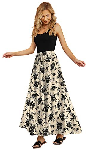 Yincro Women'S Flowy Maxi Skirt Summer Pleated High Waisted Casual Long Skirts With Pockets  thumb #1
