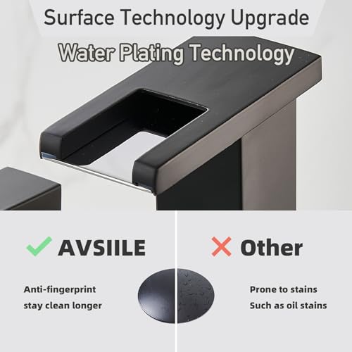 AVSIILE LED Bathroom Faucet 3 Hole, Matte Black Waterfall Bathroom Faucets, 8 Inch Widespread Modern Bathroom Sink Faucet & Parts, Wide Spread Touch On Three Hole 2 Handle Bathroom Vanity Faucet - Image 4