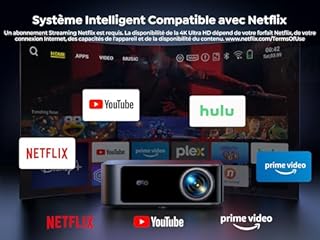 【1500 ANSI/Netflix Officiel】Vidéoprojecteur 4K Dolby 36W, AI Auto Focus/Keystone TOPTRO Projecteur Video WiFi6 Bluetooth Full HD 1080P, 2*18W Haut-Parleurs Rétroprojecteur 4K Home Cinéma Extérieur/PS5