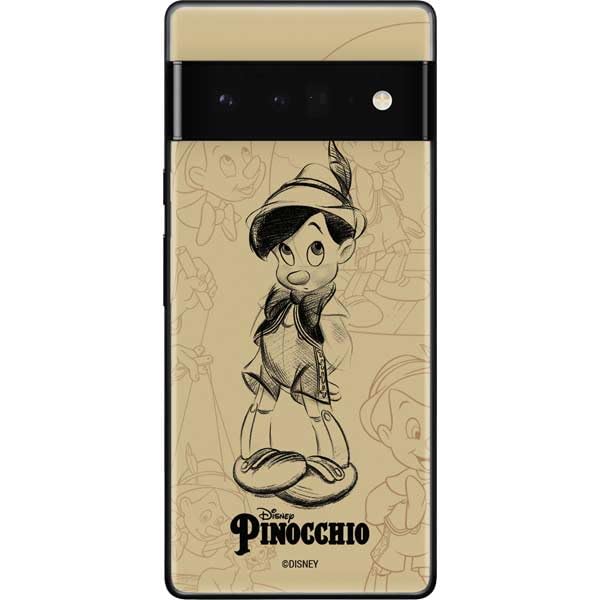 Skinit Decal Phone Skin Compatible with Google Pixel 6 Pro - Officially Licensed Disney Pinocchio Sketches Portrait Design