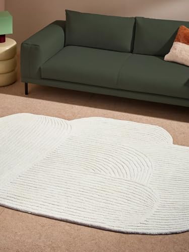 Image of Hand Tufted Wool Rug 6x8 Ft - Modern Irregular Shape Aesthetic Carpet, 1 Inch Thick Pile, Anti-Skid Backing, Soft Handmade Woolen Area Rug for Living Room, Bedroom, Hall Decor