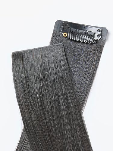 LUVME Invisible Clip in Hair Extensions, Yaki Straight Real Human Hair 16 Inch 2 Pack 220g 12pcs Clip ins Hair Extensions Natural Black for Women - Image 4