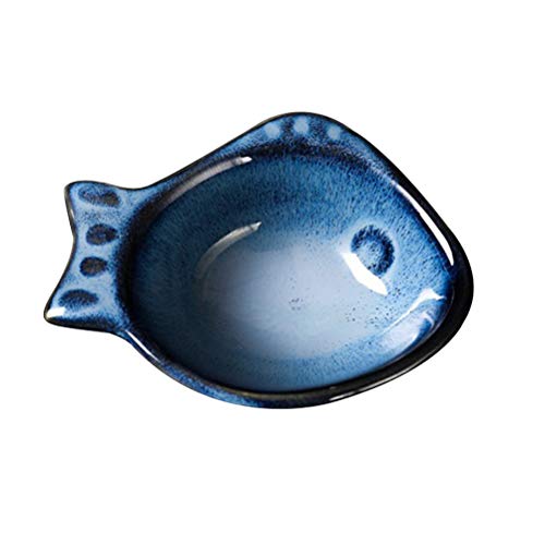 DOITOOL Seasoning Dipping Bowl Fish Shaped Serving Dish Ceramic Sauce Dish Appetizer Plate Flavor Dish