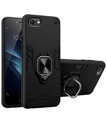 Image of Pikkme D5 Tough Armor Bumper Back Cover Case for Vivo V5,Vivo V5s,Vivo Y66,Vivo Y67|Ring Holder & Kickstand in-Built (Black)