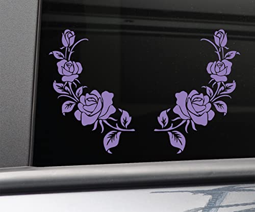 Image of Purple Rose Roses Pair (Left and Right) Vinyl Decal Car Truck Bumper Window Stickers
