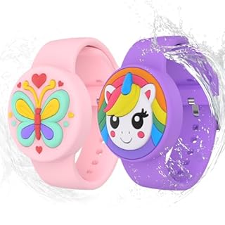 Waterproof Airtag Bracelets for Kids - (2 Pack) Soft Silicone Hidden Air tag Wristband - Lightweight GPS Tracker Holder Compatible with Apple Airtag Band for Child (Purple/Butterfly)