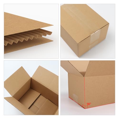 Image of Schliersee 6x6x6 Shipping Boxes Set, Kraft Corrugated Cardboard Brown Square Box Mailers, Small Business Corrugated Packaging Box, Pack of 6