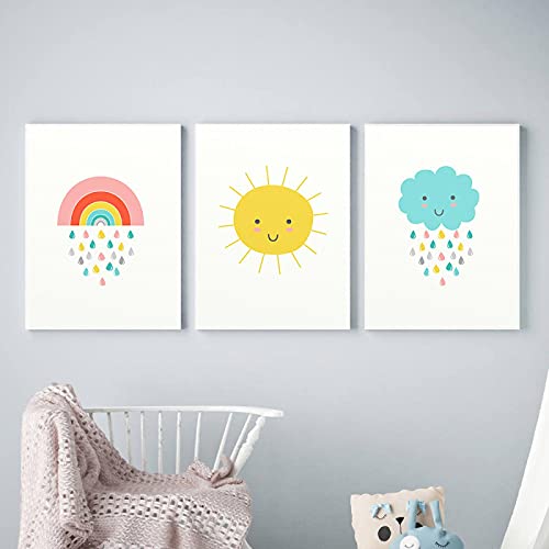 Art mural moderne arc-en-ciel affiche pépinière pour créer un espace bébé zen