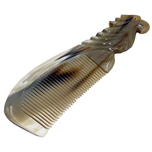 Honglays Natural Buffalo Horn Comb Parrot Engraved Horn Comb Anti-Static Comb Brush Hair Massage Comb (Parrot Comb) #TOP3