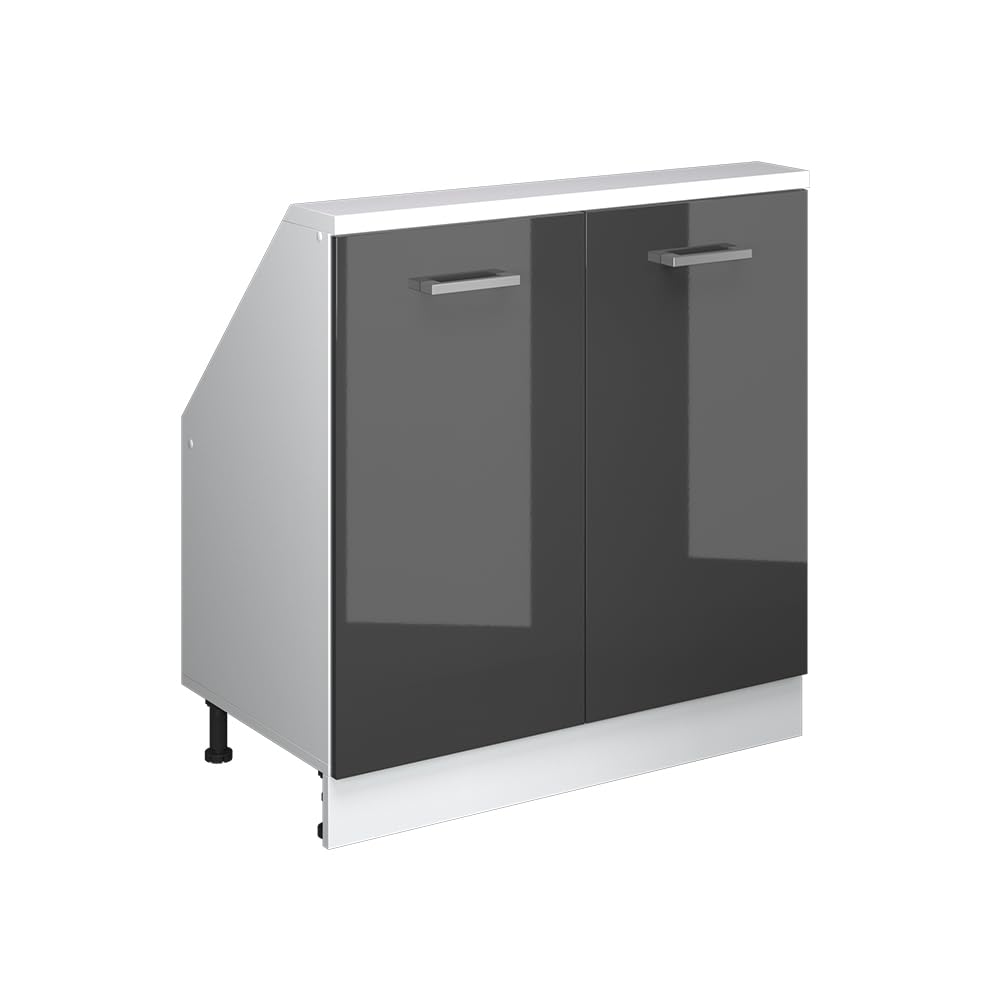 Vicco Kitchen sloped ceiling cabinet Raul, Anthracite gloss, 80 cm — image 1