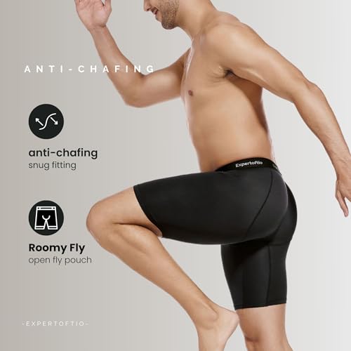 Men's Underwear 9 Inch Long Leg Boxer Briefs for Men, Performance, Moisture Wicking Pack, Anting Chafing, Fly4