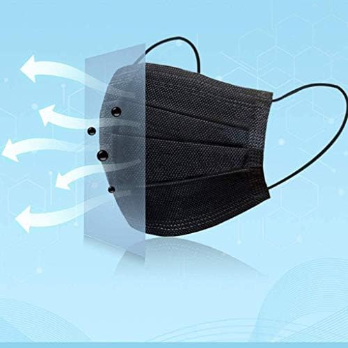 50pcs Individually Wrapped & Sealed BLACK Premium Protective 3 Layer Disposable Safety Face