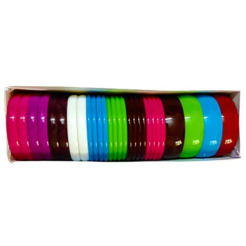 Image of DMS RETAIL Multicolor Plastic Bangles for Silk Thread Fabric Jewellery Making for Women 3 Sizes -28 PCS Box (2-10)
