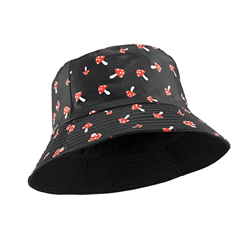 Unisex Sun Hats, Bucket Hat Mushroom Hat Beach Fisherman Hats For Women Men, Reversible Double-Side-Wear #TOP3