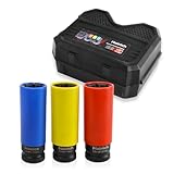 Hairich Schlagschrauber Nüsse 1/2" Set – Steckschlüsselsatz mit Felgenschutz für Radwechsel, 17/19/21 mm Langnüsse, Stecknuss Set für Alufelgen & Reifenwechsel